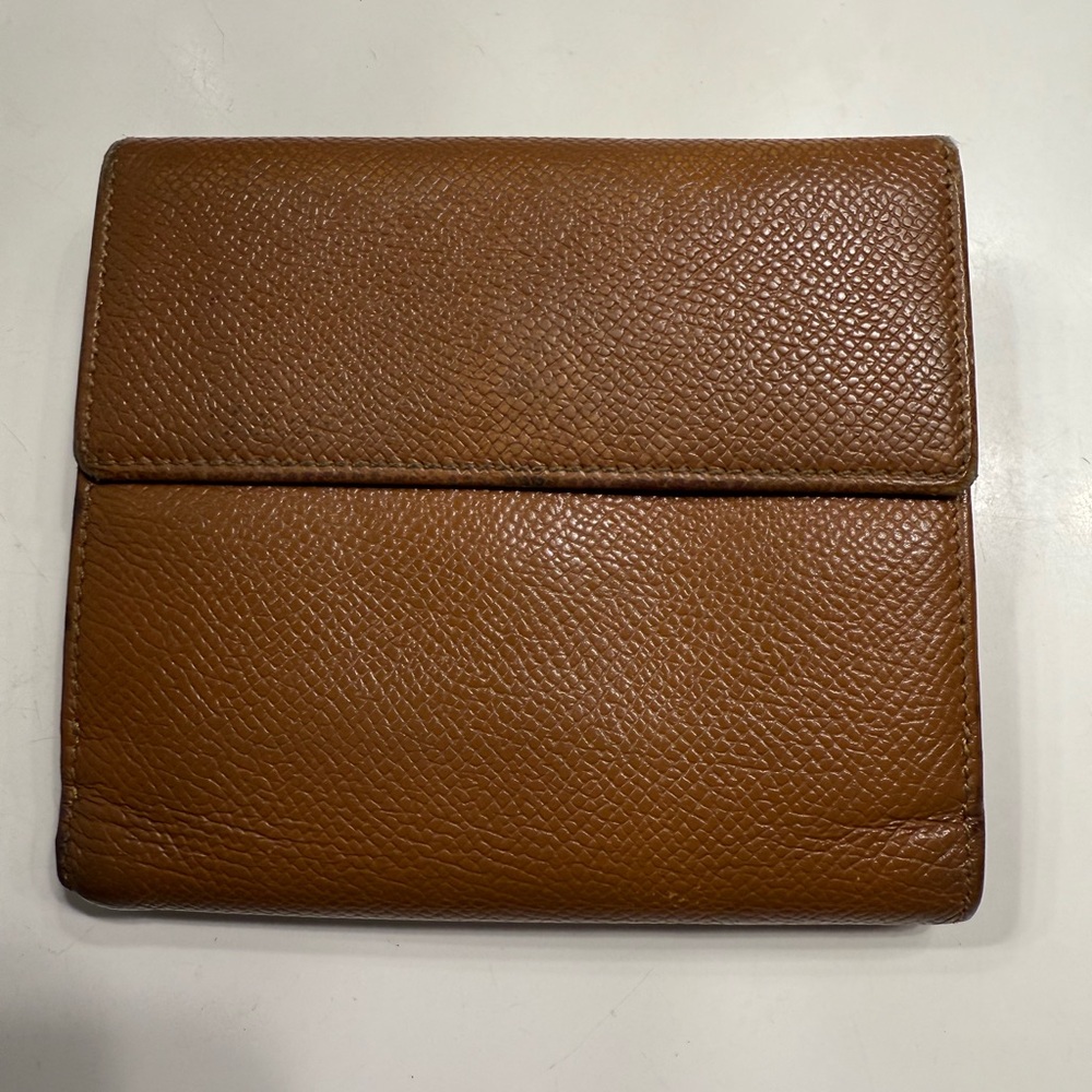 Bvlgari Brown purse folding wallet snap closure Leather Texture coin holder - Picture 8 of 9